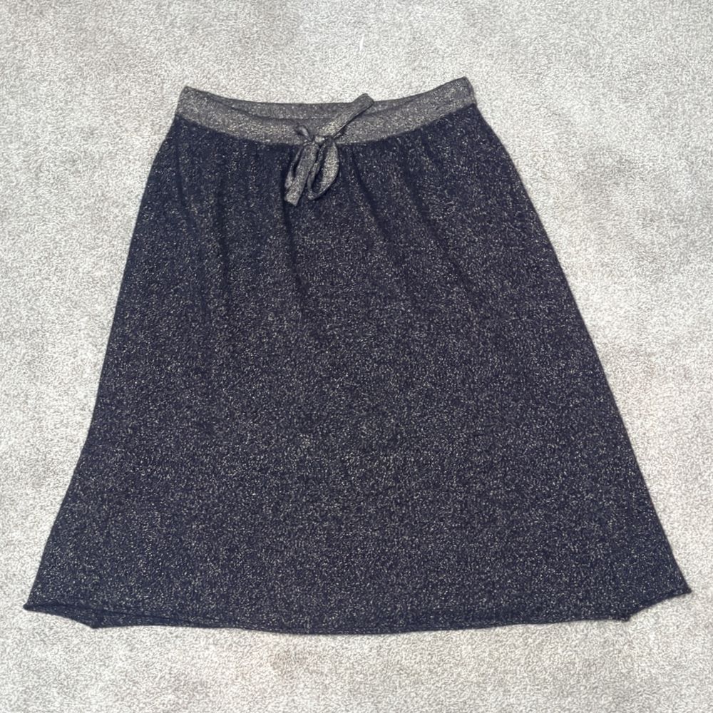 J Crew Demylee Lurex Cashmere Sweater Skirt Black Gold Shimmer Drawstring Small